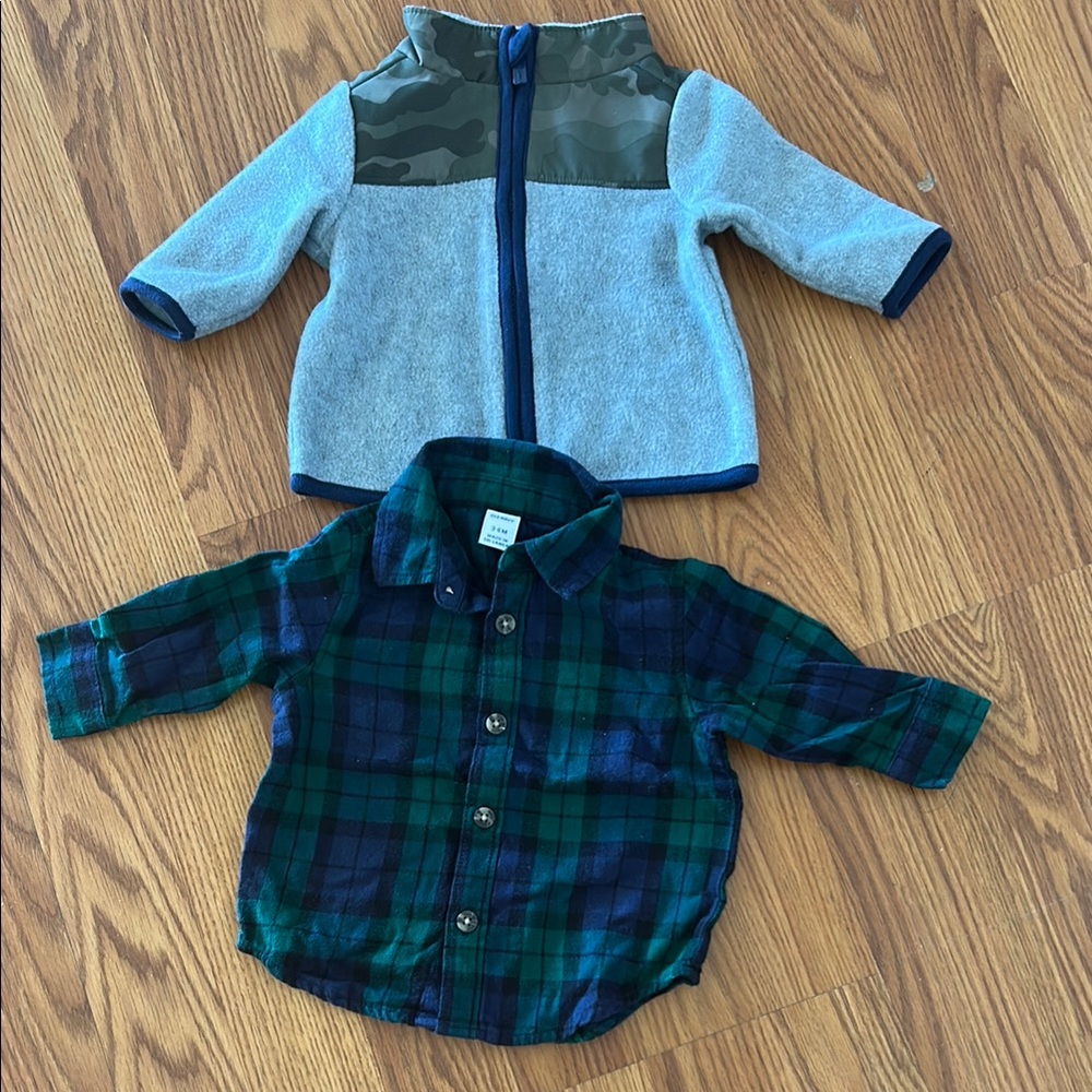 Old Navy Green and Blue Plaid Button Down Shirt